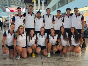 Cuatro componentes del Club Remo de Mar La Línea, en Portugal con la Selección Española de beach sprint