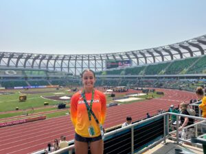 La atleta algecireña Marina Delgado Montesinos, finalista con el relevo 4×100 en el Campeonato del Mundo Sub-20