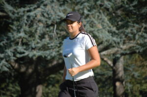 La golfista guadiareña Patricia Lobato participa en el Pro-Am Leyendas del Santander Golf Tour, en Madrid